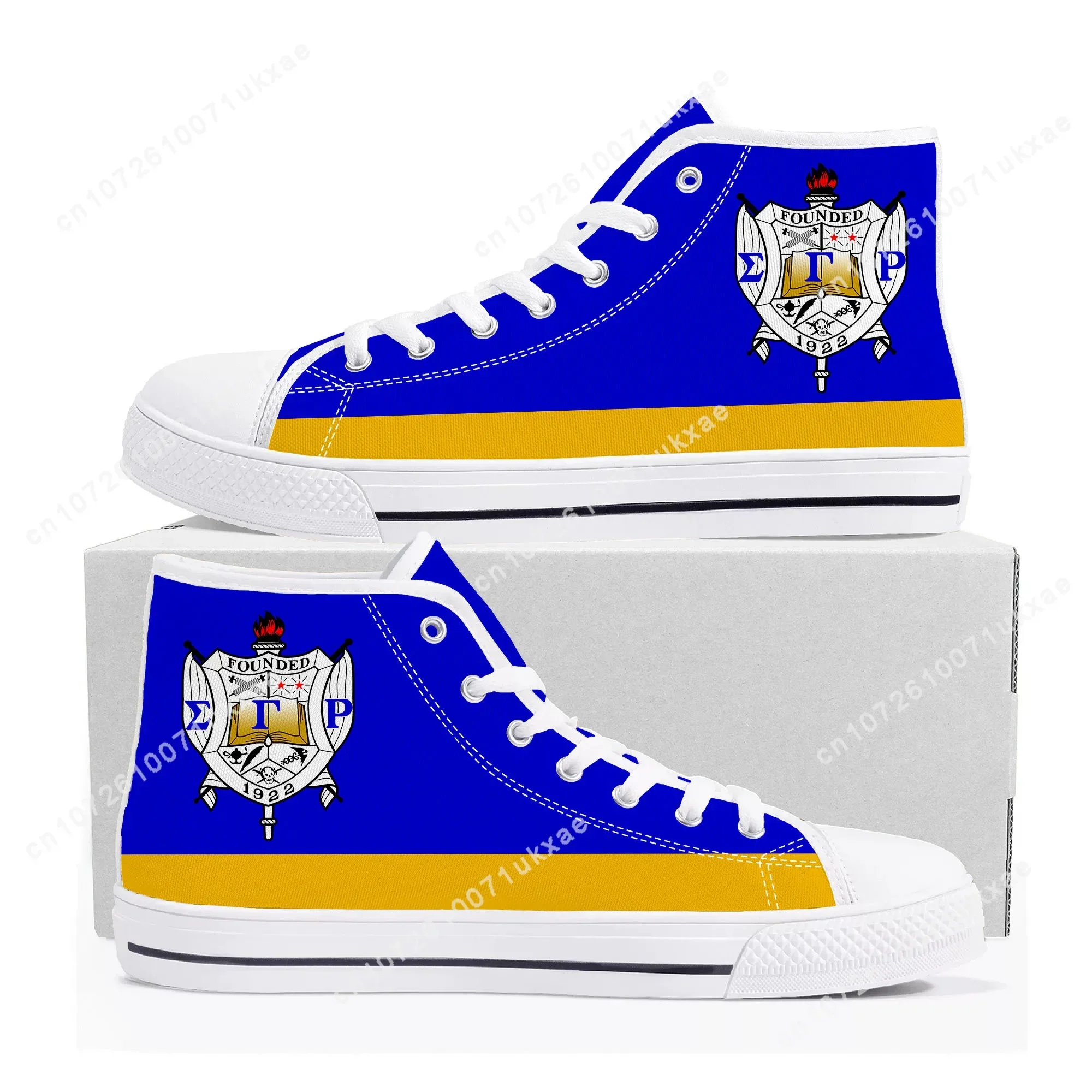 Rho Sorority ΣΓP 1922 High Top Sneakers Sigma Gamma Mens Womens Teenager Canvas Sneaker Casual Custom Made Shoes Customize Shoe