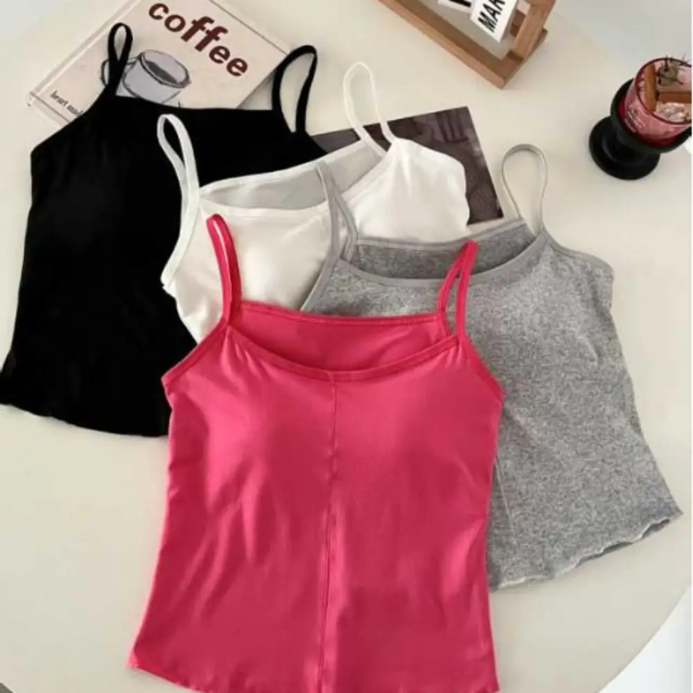 Simple Sleeveless Suspender Vest Slim Underwear Camisole Fitted Tops Sports Activities