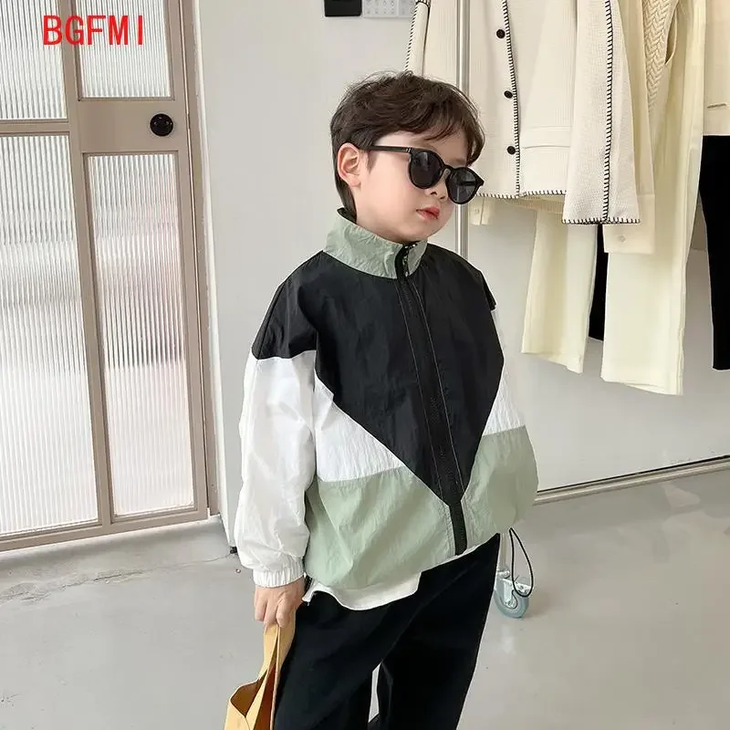 

Children's Contrasting Sunscreen Clothing New Outerwear Standing Collar Spring Summer Thin Teenage Jacket Kids Tops for Boy coat