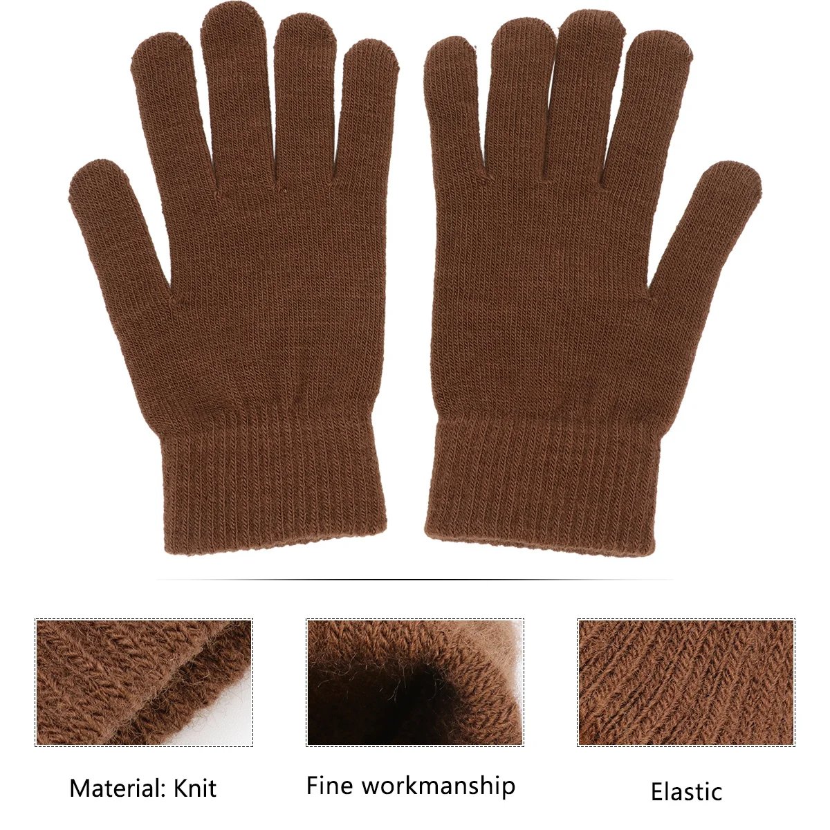 

1Pair Knit Gloves Adult Winter Warm Solid Color Mittens Thickened Comfortable Skin-Friendly Simple Design All Outfit Match
