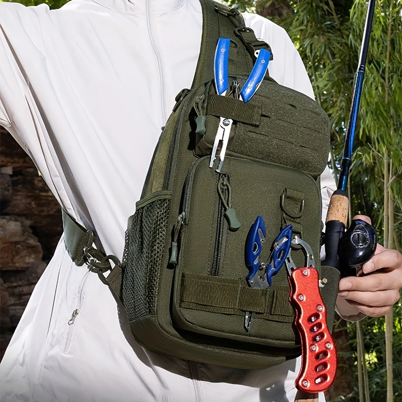 Men Outdoor Sports Chest Bag Multifunctional Lightweight Fishing Tools Storage Shoulder Bag Hiking Camping Crossbody Bags