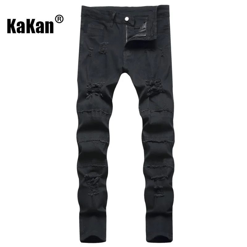 Kakan Europe and America's New Worn-out Jeans for Men, Trendy Casual Long Jeans with Small Legs K9-129-1