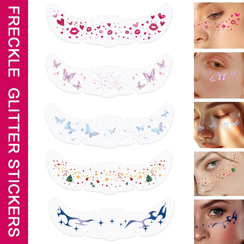 

Pcs Cartoon Fake Freckle Stickers for Women Waterproof Christmas Glitter Temporary Tattoos for Face Makeup Festival ﻿Party