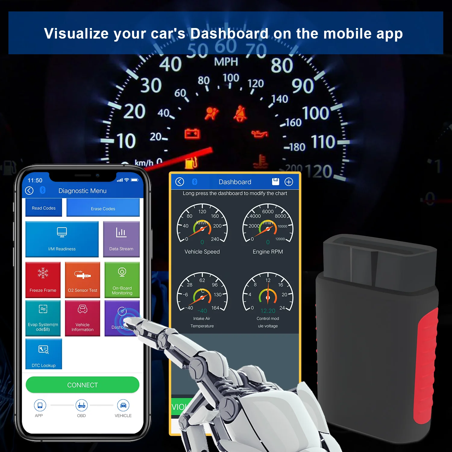 Bluetooth vehicle tool Think OBD2 Diag konnwei kdiag  diagnostic scanner for multi car similar with easydiag