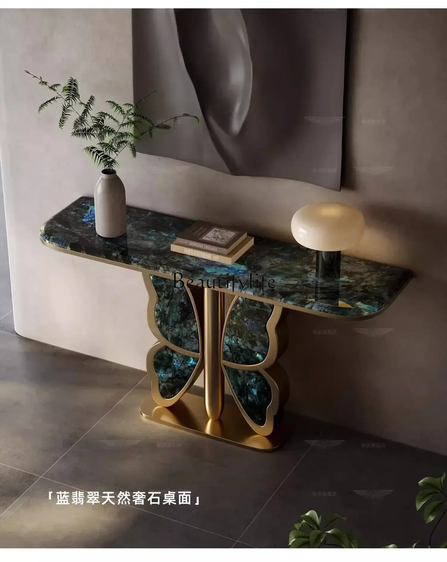 

Light luxury high-end home marble entrance platform modern simple creative corridor aisle designer against the wall