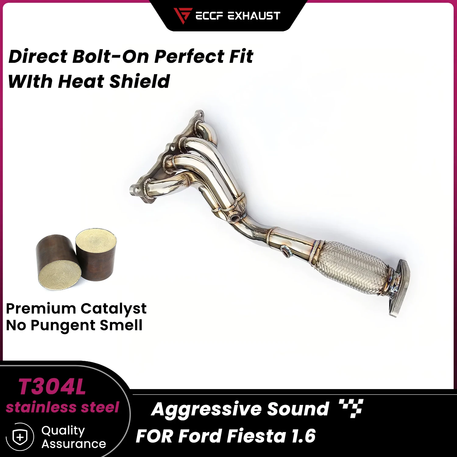 

High Flow Stainless Steel Headers for Ford Fiesta 1.6 Maximize Exhaust Flow Easy Installation