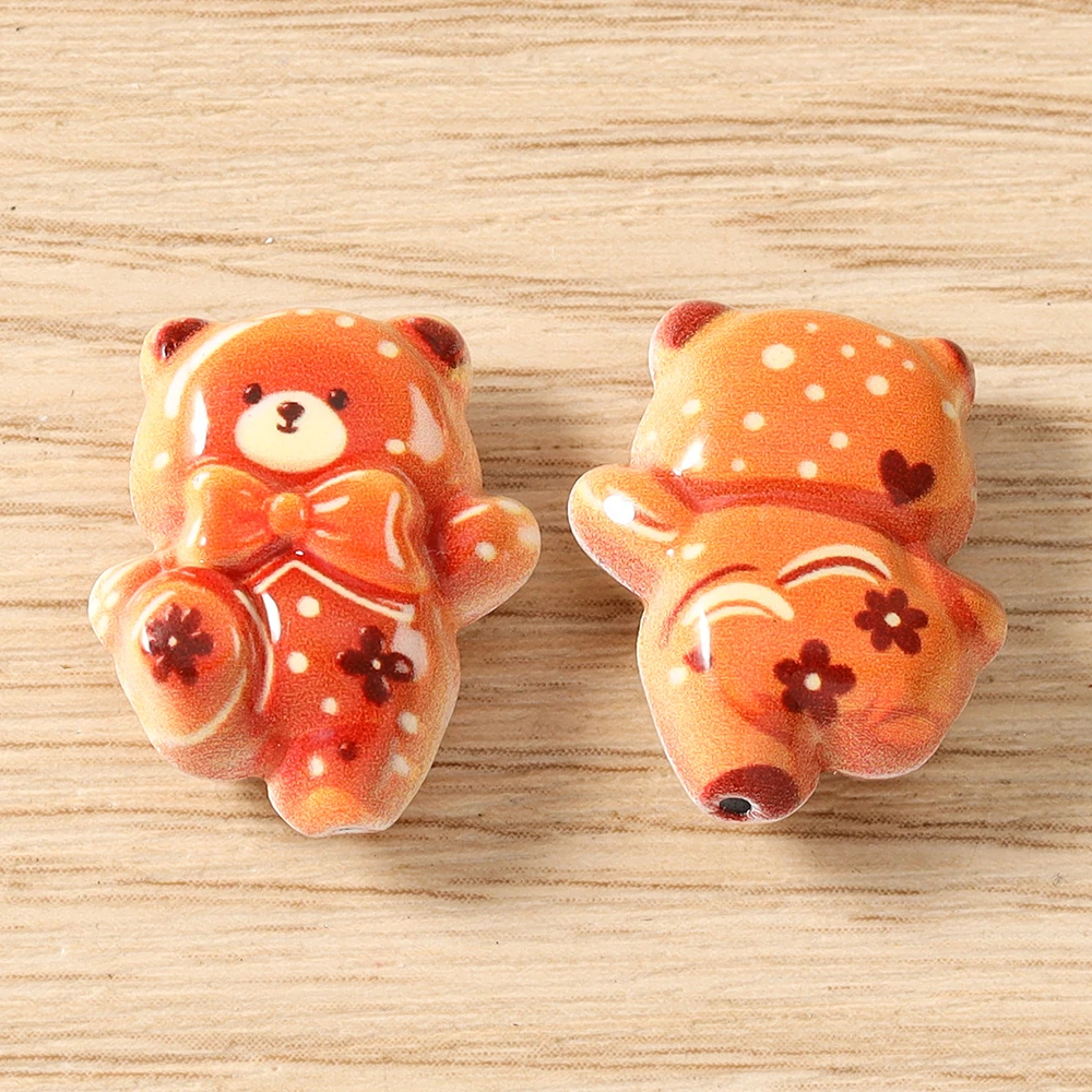 Tusember 5 Stück 15*19mm Niedliche Kawaii Keramik-Katzen-Anhänger Perlen für Schmuckherstellung Armbänder Halsketten DIY Mädchen Geschenke – Detail 5