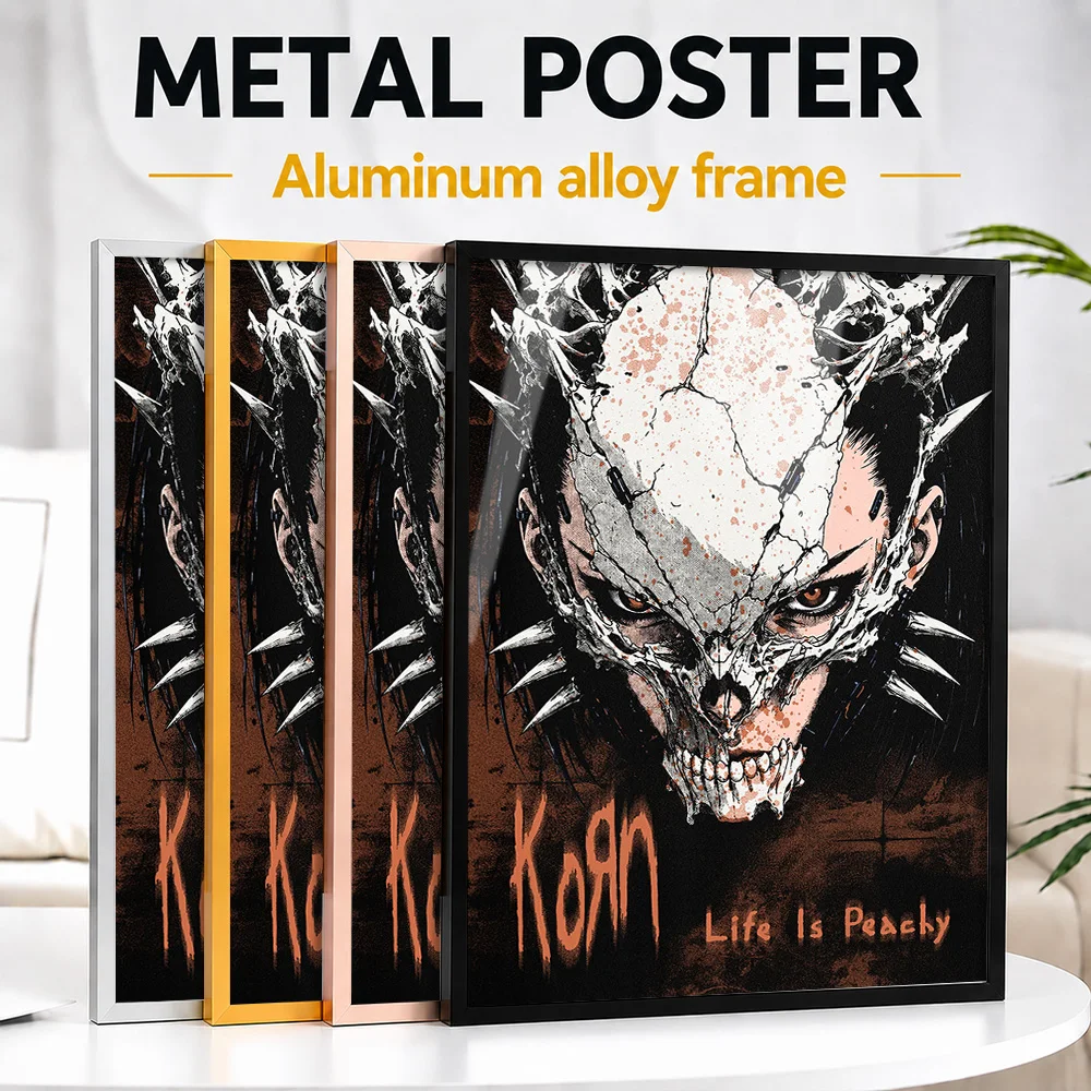 Korn Life Is Peachy Framed Metal Print Personalized Painterly Wall Art For Music Room And Home Studio, Record Collector Gift