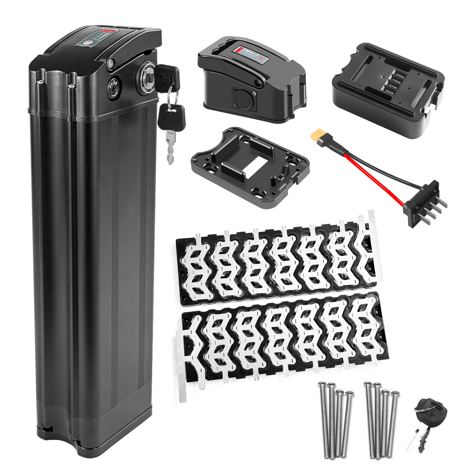 

48V 36V New SilverFish Battery Box MAX 65Pcs 18650 Cells With Holder And Nickel Strapfor Electric Bicycles Folding Electric Bike