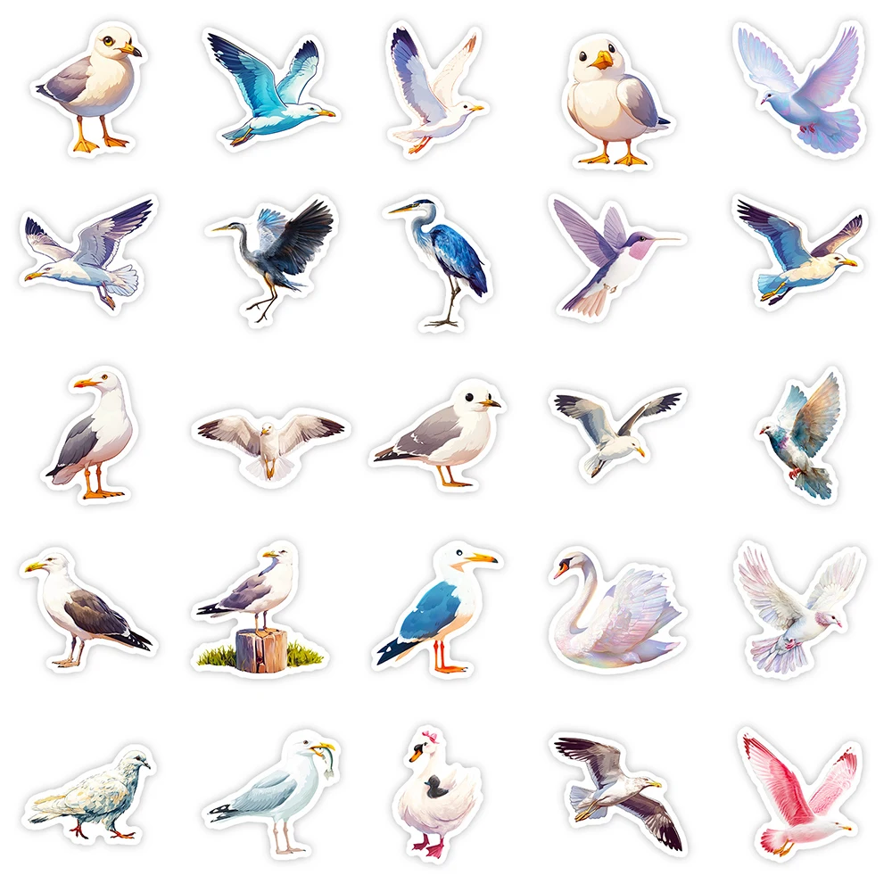 10/30/56 قطعة Kawaii الطيور البيضاء الكرتون ملصقات النورس حمامة الكتابة على الجدران الشارات DIY بها بنفسك دفتر الغيتار حقيبة لطيف الحيوانات ملصق