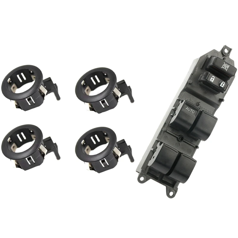 4Pcs Rear Bumper Parking Sensor Retainer & 1Pcs Front Side Master Power Window Switch For Toyota Corolla Camry RAV 4