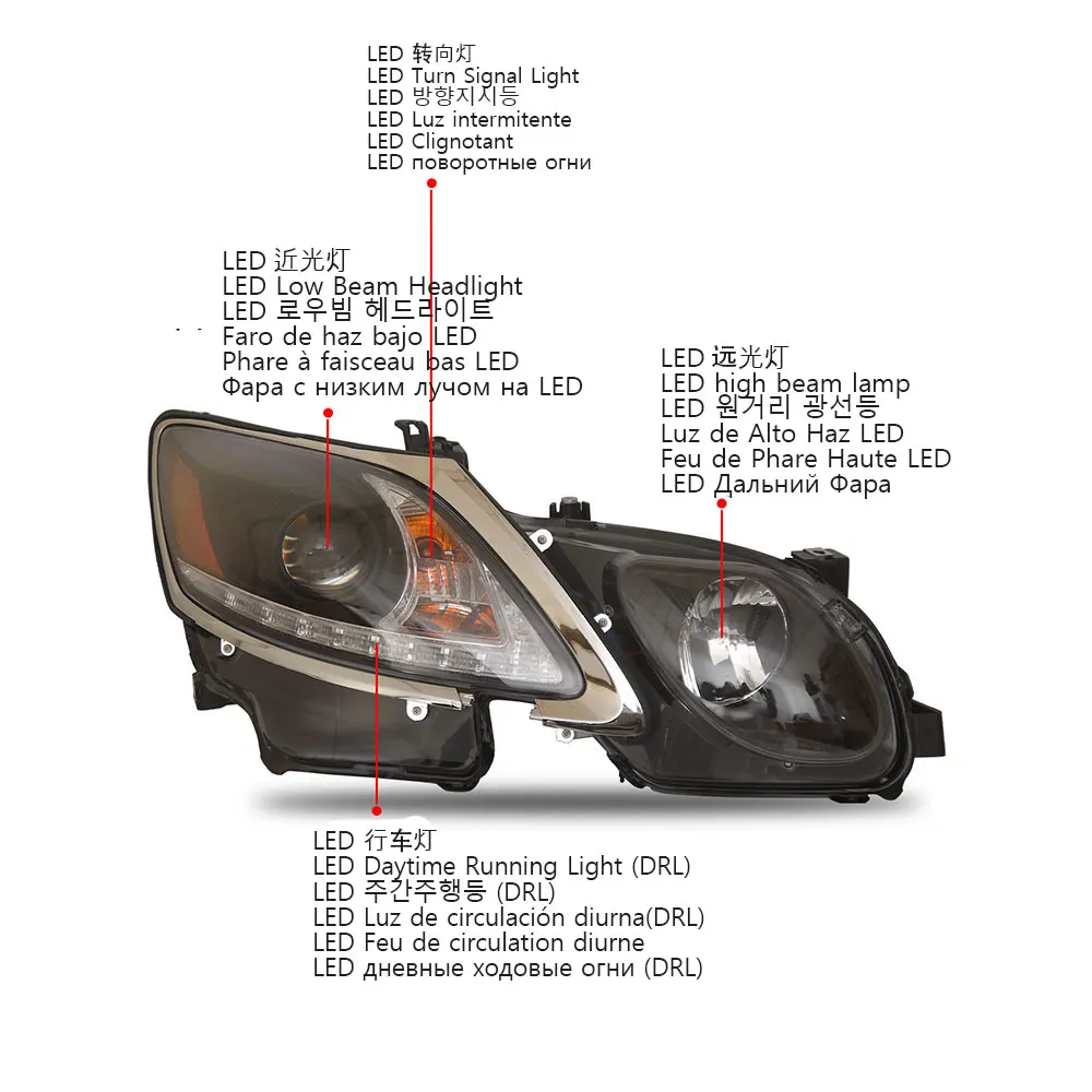 Head Lamp for Lexus GS GS250 GS350 GS430 GS460 GS450 LED Headlights 2004-2011 DRL Turn Signal High Beam Angel Eye Projector Lens