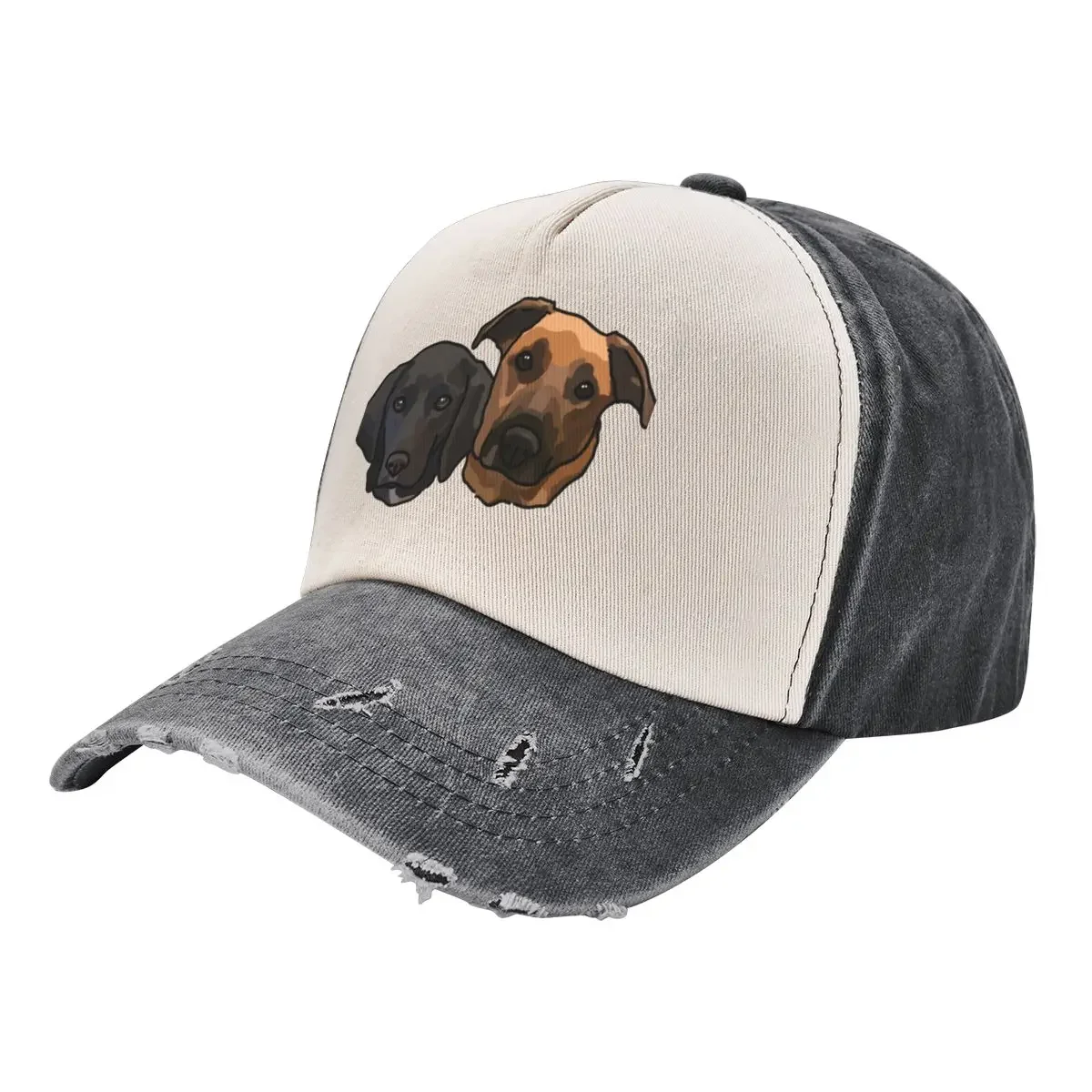 Puppy Siblings - Black Lab and Tan/Brown Doggo Baseball Cap Golf Cap derby hat Custom Cap Hats For Men Women's