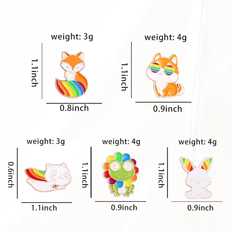 개구리 소나무 라펠 배지, LGBT 쥬얼리 선물, 연인 친구 무지개 동물 에나멜 브로치, 맞춤 개 여우 고양이 토끼