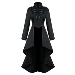 Trench da donna vittoriano medievale Trench gotico Steampunk dolcevita doppio petto irregolarità orlo Tailcoat Costume di Halloween