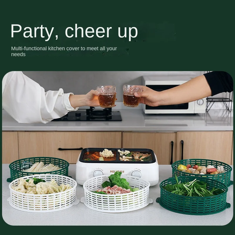 Reusable 6 Layer Table Food Cover Multifunctional Food Cover Storage Tray Outside Draining Basket with Lid Kitchen Tools
