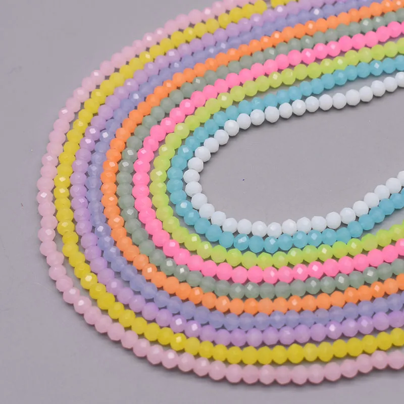 4mm New Mixed Color Crystal Glass Beads Rondell Faceted Glass Beads Loose Spacer Beads for Jewelry Making DIY Bracelet