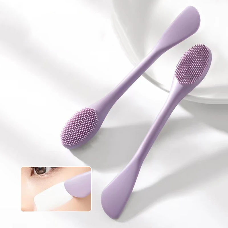 Brosse à double tête en silicone pour masque facial, grattoir à film de boue, outil de soins du visage, livres de massage, salon de beauté SPA, bricolage