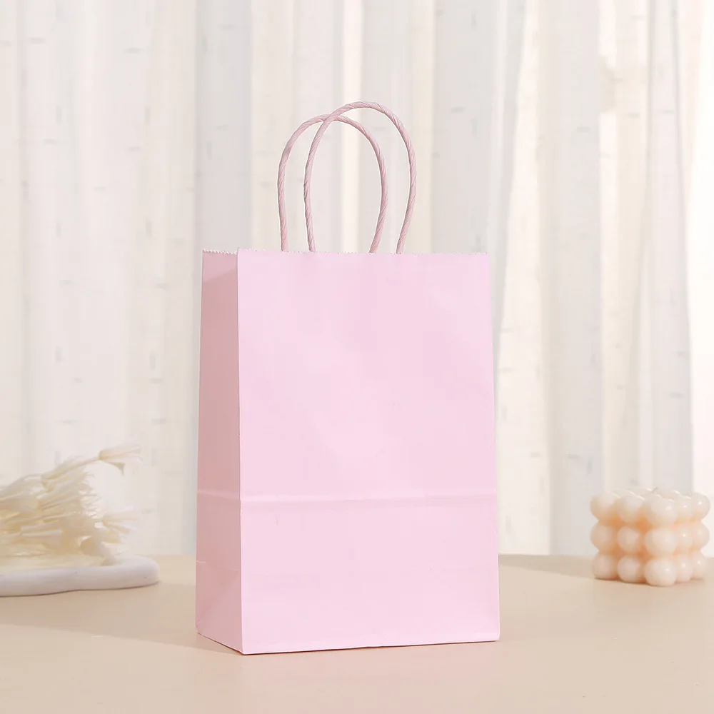 6/12/24 stuks Pastel Kraft Papieren Cadeautasjes met Handvatten, Macaron Kleur Feesttasjes voor Verjaardag Valentijn Pasen Babyshower
