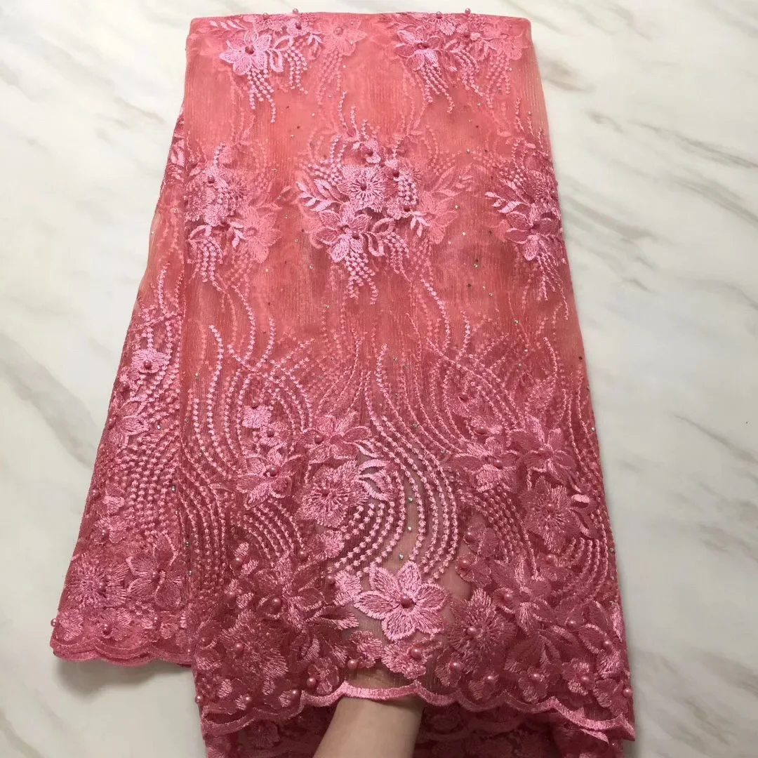 

Latest 3D Lace Fabric 2018 High Quality Lace French Mesh 3D Beaded Lace Fabric Embroidered Lace Trim African Dresses