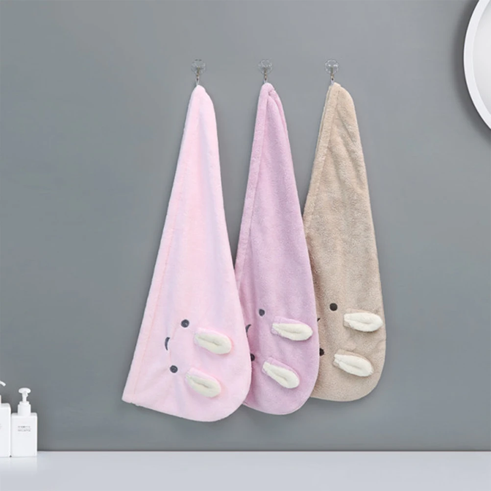

Super Absorbent Hair Drying Cap Fast Dry Lightweight Soft Bath Towel Wrap Khaki Travel Home Use Rabbit Ear Design Fast Drying