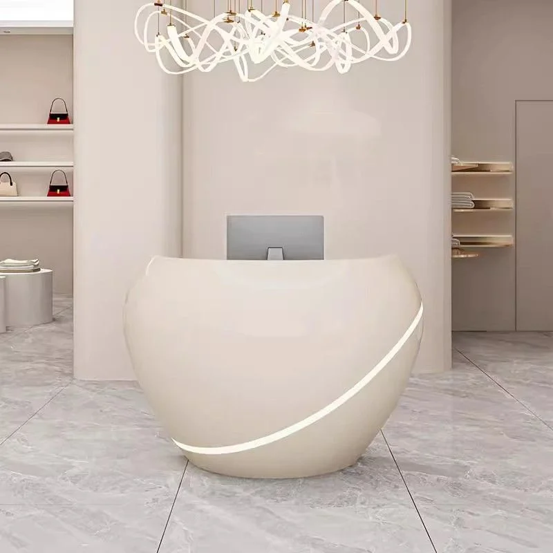 Custom Round Small Luxury Front Counter Sport Center Reception Desk Modern Curved Design Reception Desk for Beauty Salon