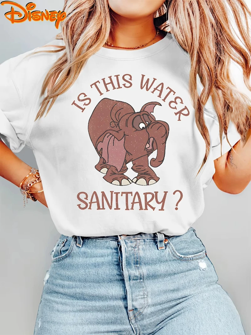 

Disney Dumbo Vintage T-Shirt - Cute confused elephant and Dumbo graphic print, soft vintage casual short sleeve crew