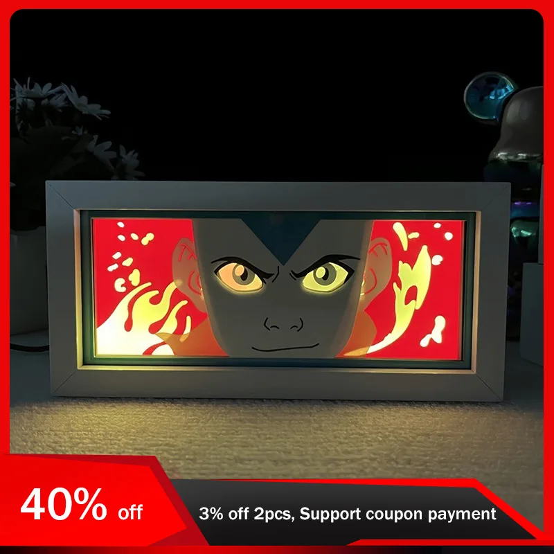 

19.8cm/7.8in Anime Light Box 3D Lamp Color Cartoon Acrylic Model Bedroom Table Crafts Collectible Funny Birthday Gift Decorative
