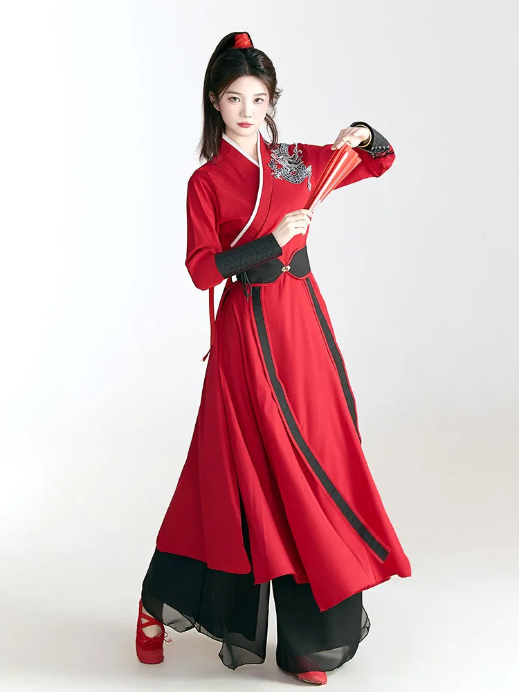 Klassisches Tanz-Performance-Kostüm für Damen, Kampfsport-Übungsanzug, Tai Chi, Schwert, Performance-Kleidung, Trommelfächertanz