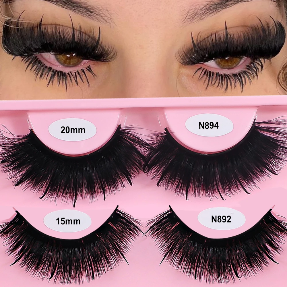 REDSIREN Faux Mink Lash Spikes Wispy Thick Natural Full Strip Lashes New Makeup Fluffy Mink Eyelashes