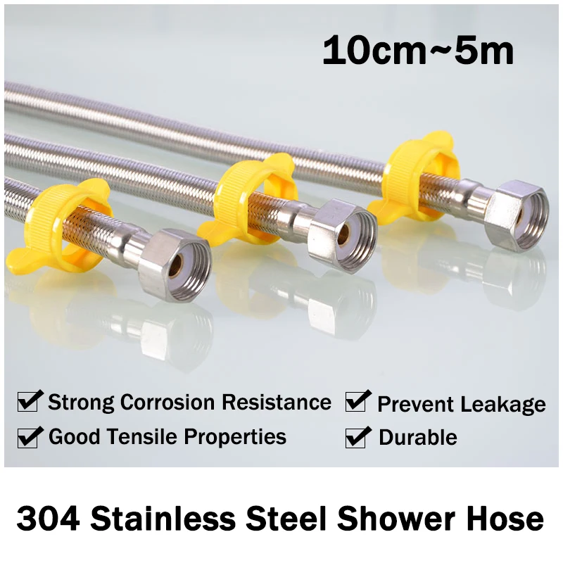 

Stainless Steel Flexible Shower Hose Long Bathroom Shower Water Hose Extension Plumbing Pipe Pulling Tube Bathroom Accessories