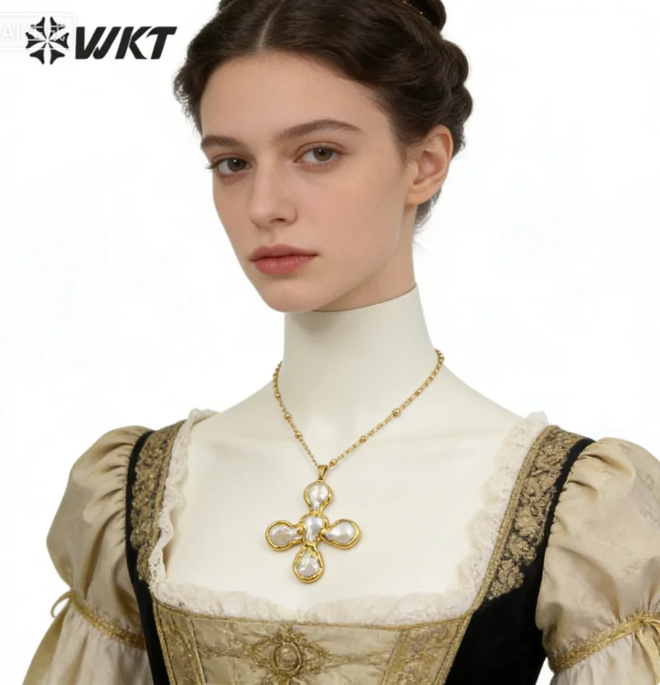 

WT-JN168 WKT 2023 Unique Natural Fresh Shell And Pearl Nice Party Necklace For Big Party Girl Or Women 2023 Trend Jewelry
