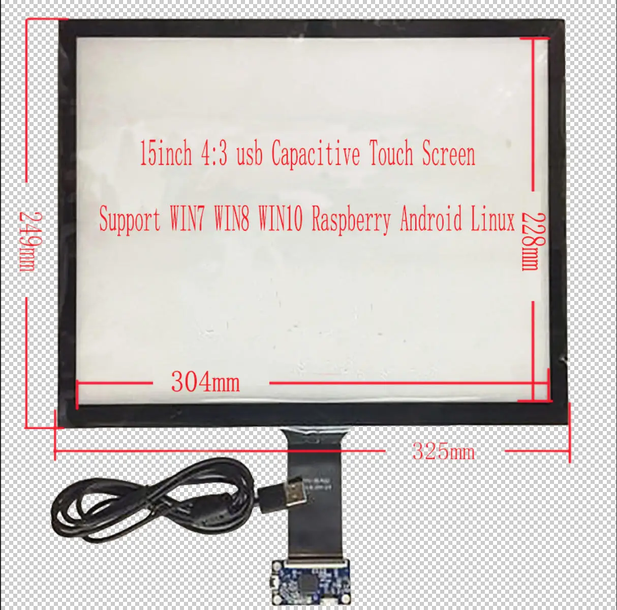 15 Inch Touch Screen Glass Sensor Digitizer For LCD 4:3  ≈325*249mm Industrial Computer Robot