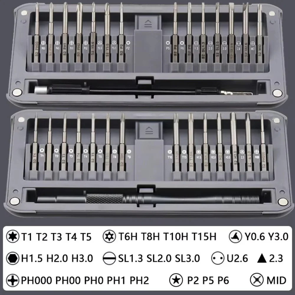 

Набор магнитных отверток 30-в-1, прецизионные отвертки, удлиненные биты Torx Hex, комплект отверток для ремонта мобильных телефонов, ручные инструменты