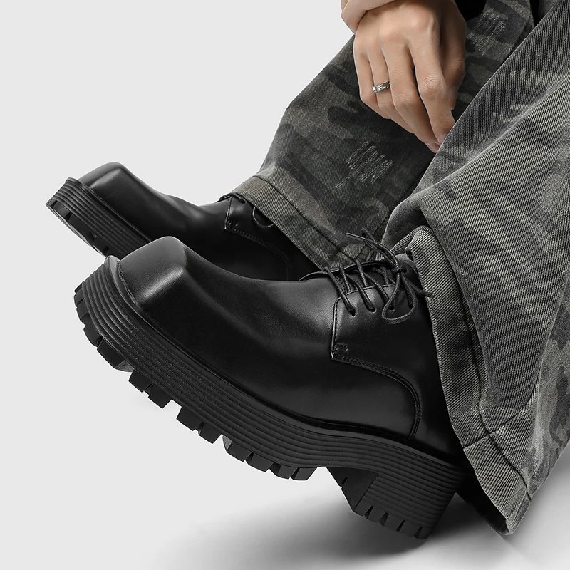 Classic Men Business Derby Shoes Black Men Casual Thick-soled Anti-slip Versatile Fashion Brand Shoes Gentleman Social Shoes Men