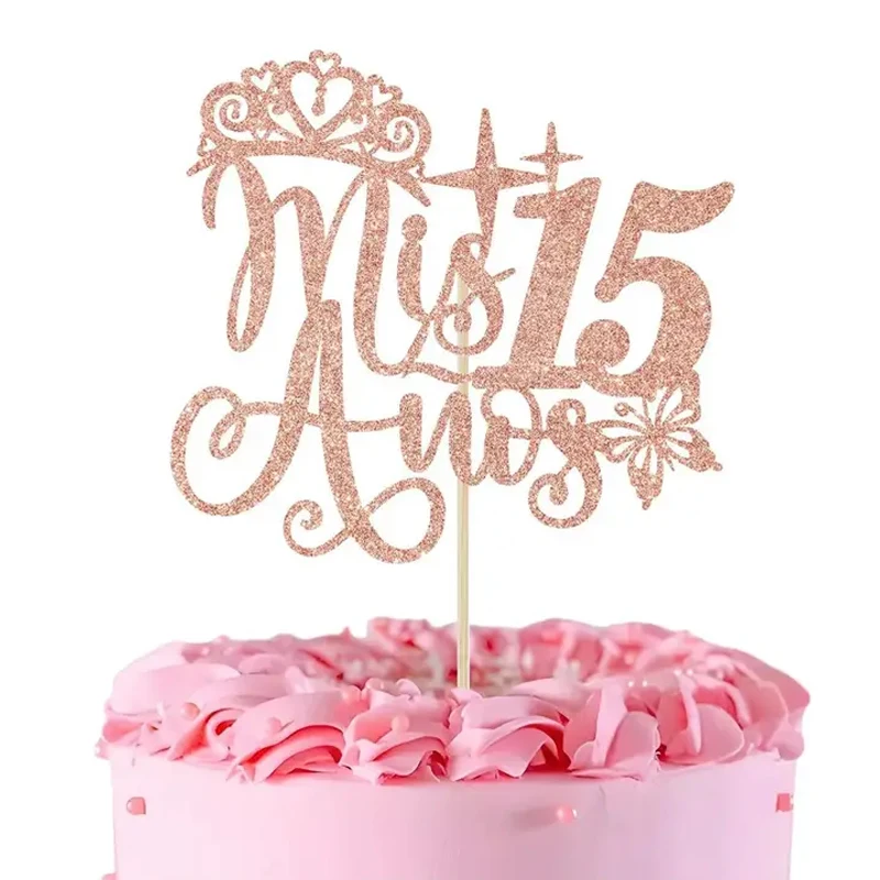 Mis Quince 15 Kuchendekoration, Mis Años 15 Kuchendekoration, Feliz 15 Años, Hallo 15, alles Gute zum 15. Geburtstag, Partydekoration – Detail 3