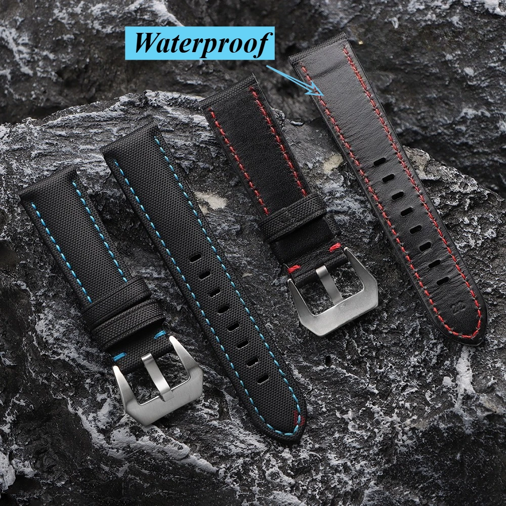Cinturino in pelle di nylon 20mm 22mm 24mm 26mm per Citizen per Seiko uomo donna cinturino in tessuto di tela per Huawei Watch Gt4/3/2