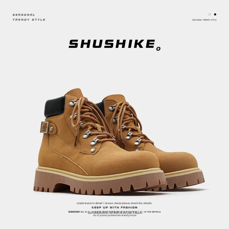 

Briti Sle High Top Boots Men's Thi Bot Heightening Outdoor Climbing Workwear Boots American Retro Wear Resist...