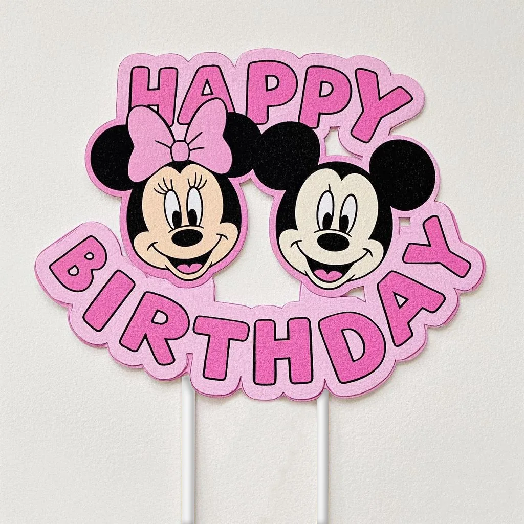 

Minnie Mouse Party Favor Cake Decor Flag Minnie Mouse Acrylic Happy Birthday Cake Topper Baby Shower Memories Wedding