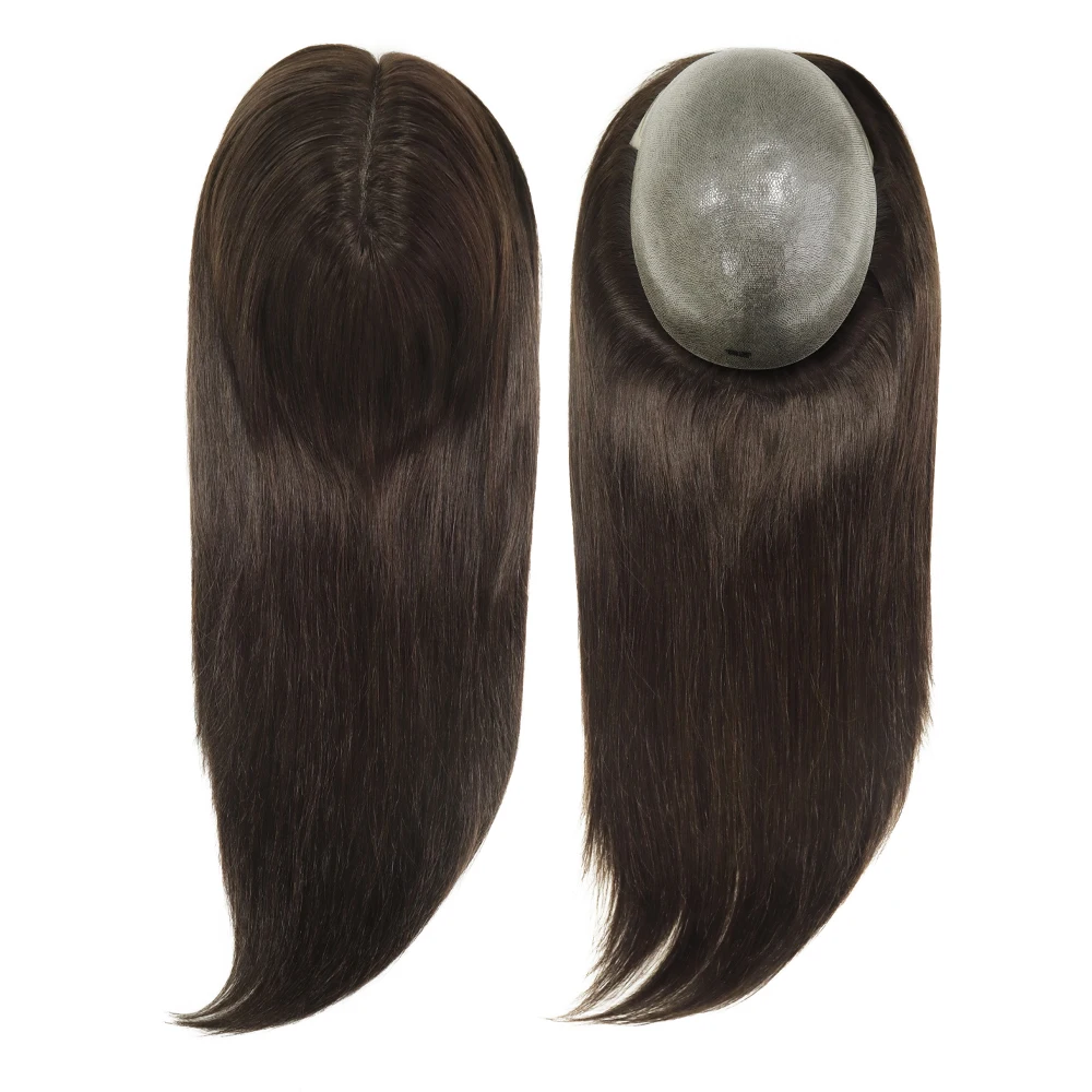 TP22- 18" dunne huid toupet voor vrouwen 7x9" polyskin Braziliaans haar menselijk haar toppers