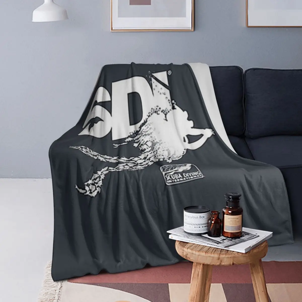 

Scuba Diving International (SDI)- Scuba Fish Diver Blankets Soft Warm Flannel Throw Blanket Bedding for Bed Living room Picnic