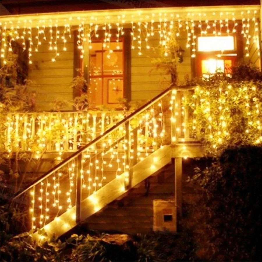 10-100M Luci del ghiacciolo di Natale Luci della stringa del ghiacciolo all'aperto 8 modalità Finestra Fata Luce della tenda per grondaia Decorazione del giardino di nozze