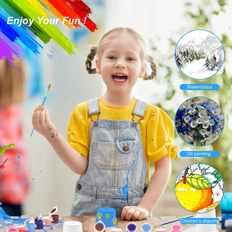 Ensemble de pinceaux plats pour enfants, peinture pour enfants, étudiants, démarrage de la salle d'irritation, art sur toile, artisanat de dessin, 200 pièces