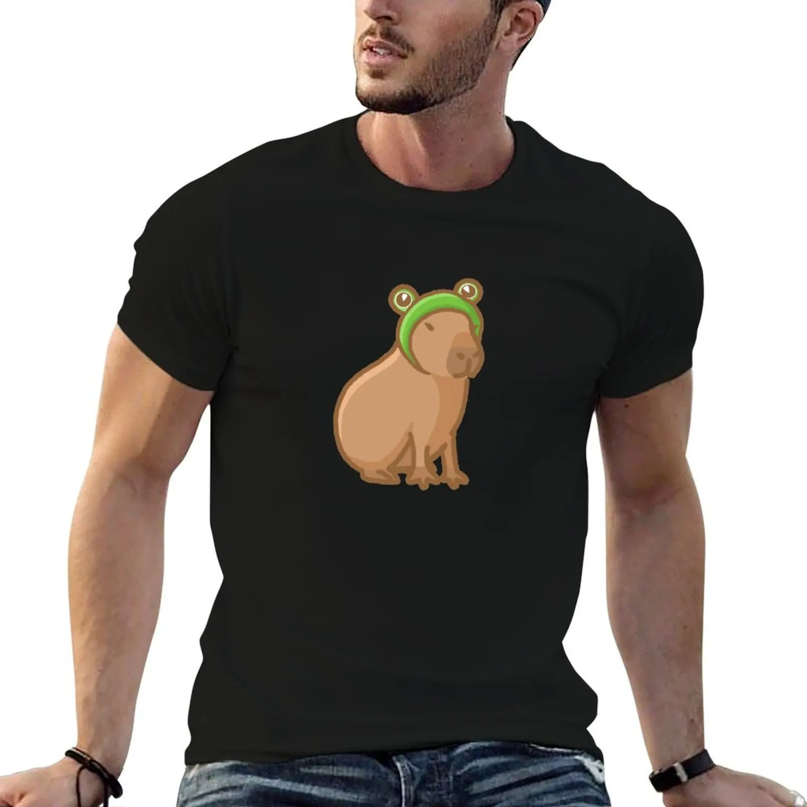 

Coco the Capybara Frog Hat T-Shirt t shirt for man 100 percent cotton t shirts for man pack white T-Shirt
