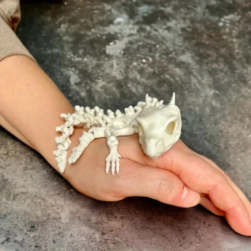 3D Printed Creative Skeleton Dragon Joint Movable Model Figurine Decorative Toy For Home Office Desktop Decoration Keychain Gift