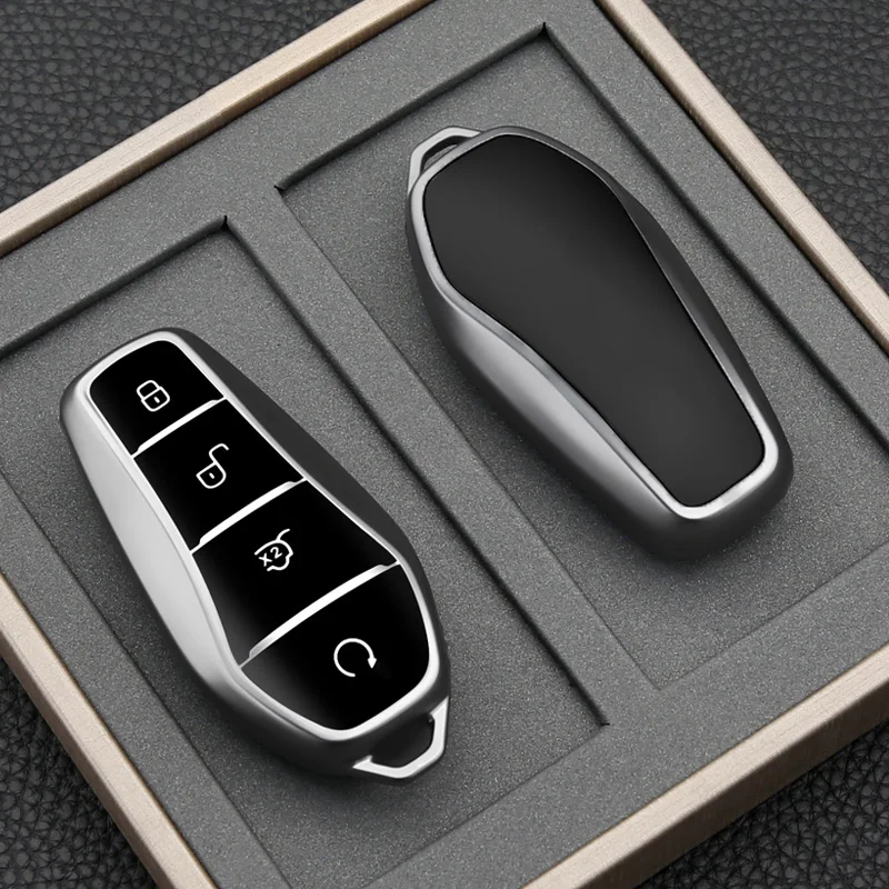 ฝาครอบสําหรับ BYD Song Plus Atto 3 Han EV Tang DM Qin Seal Dolphin หนังโลหะ Remote Fob พวงกุญแจรถอุปกรณ์เสริม