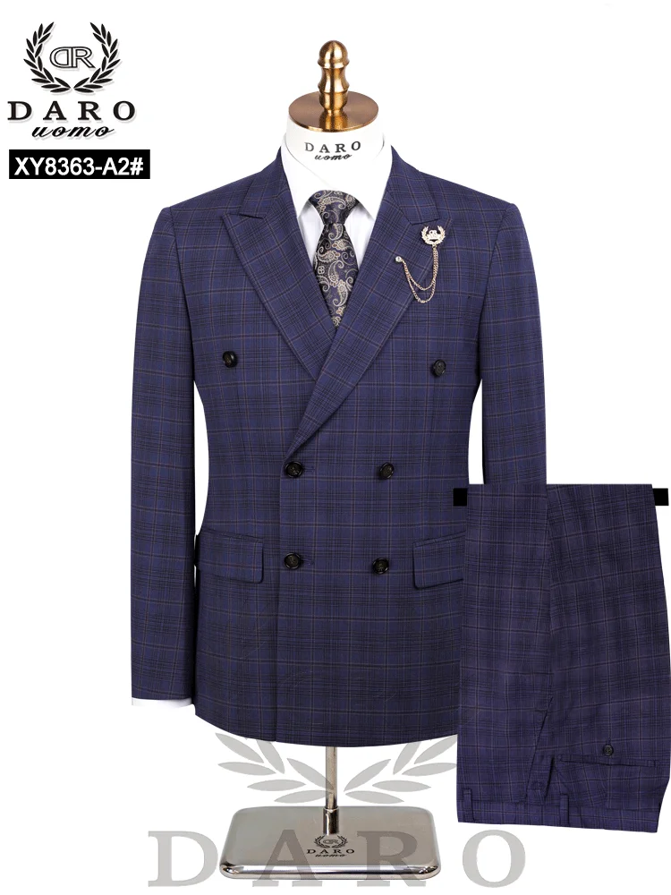 

DAROuomo 2025 Men Suit Slim Fit Formal Business Work Wear Suits 2Pcs Set (Jacket+Pants)XY8363