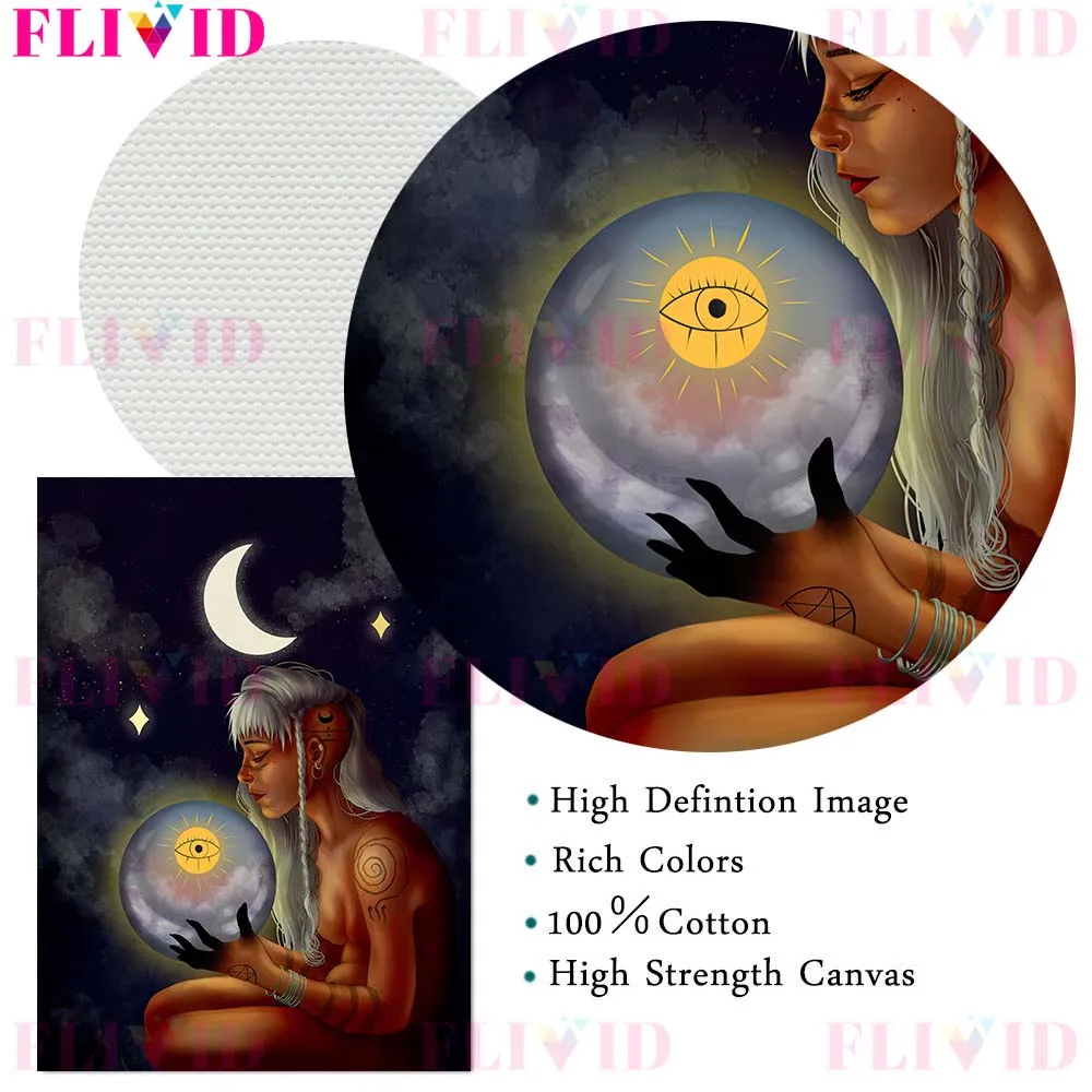 لجنة ساحرة القمر و لونا العثة الرسم على لوحات القماش الجدارية الكرتون القمر السحر فتاة المشارك و طباعة ديكور المنزل #5