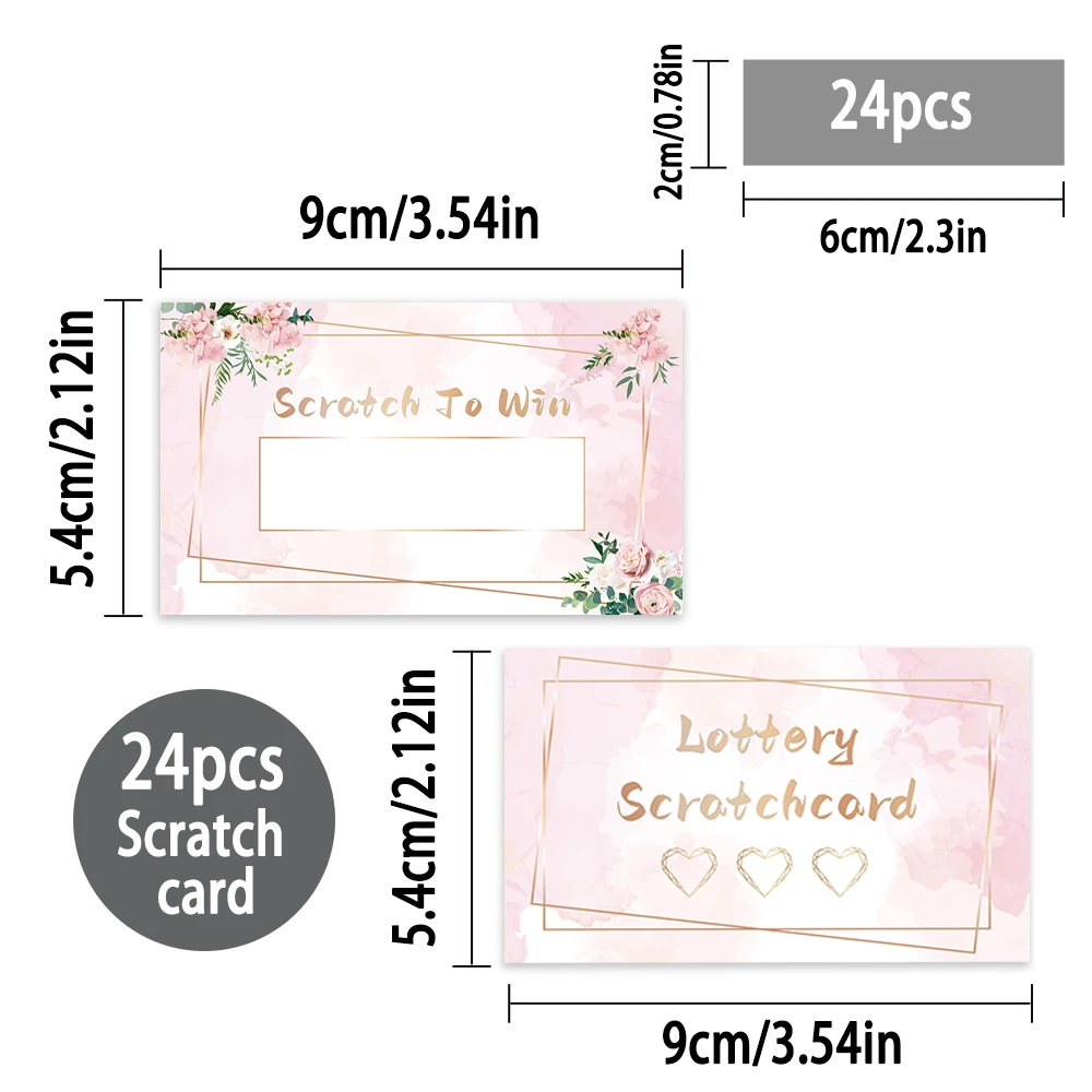24pcs Blank Note Cards, Romantic Pink Scratch-Off Cards,2026 Holiday Surprise Scratch-Off Cards,Party Decorations,DIY Gift Cards