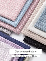 Fashion Plain Tweed Fabric Bag By Meters for Women's Dresses Skirts Sewing Winter Breathable Textile Needlework Comfortable Blue